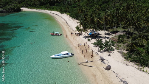 Playa Ermitano, El Valle, Samana, beach in Dominican Republic. Aerial drone photo.
