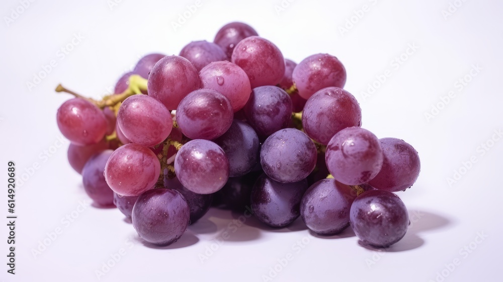 Red grape on white background. Created with Generative AI technology.