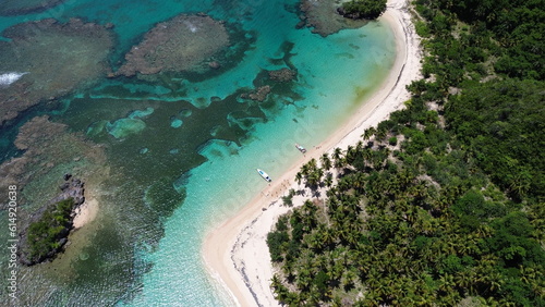 Playa Ermitano, El Valle, Samana, beach in Dominican Republic. Aerial drone photo.