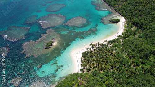 Playa Ermitano, El Valle, Samana, beach in Dominican Republic. Aerial drone photo.