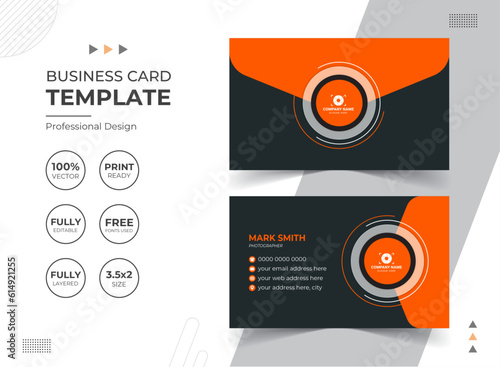 Modern Photographer Business Card Design Template. Vector abstract Creative Corporate Business Card. Stationery Items