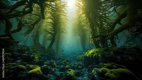 Behold the grandeur of towering kelp forests, swaying like an enchanted underwater forest. Generative AI