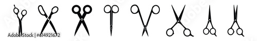 Vector illustration of a scissors set collection isolated on white background.