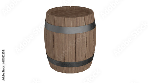 Old wooden oak barrel isolated on white and transparent background. Barrel concept. 3D render © Artem