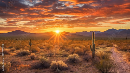 A sunrise over the Sonoran Desert near Scottsdale, Arizona