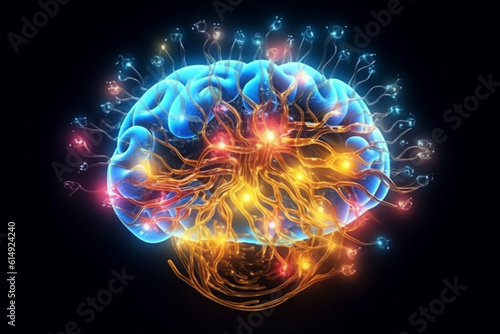 Electrons revolving around the brain inside someone s head made with generative ai