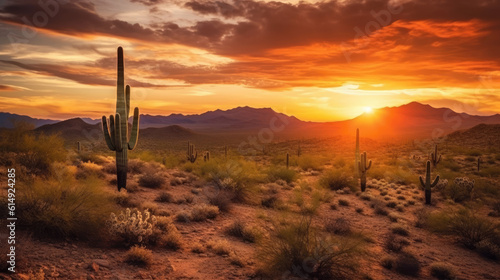 A sunrise over the Sonoran Desert near Scottsdale, Arizona