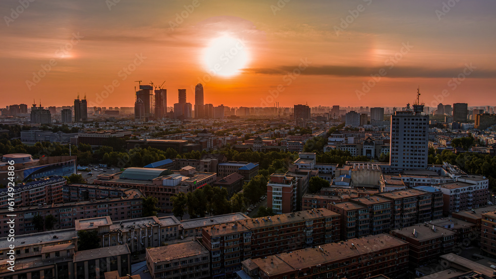 Morning view of Changchun City, China in summer