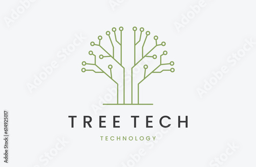 tech tree electrical circuit digital logo vector icon