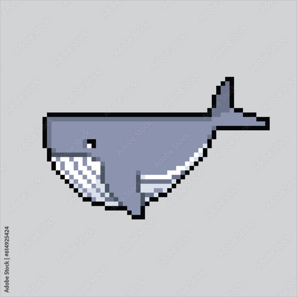 Pixel art illustration Whale. Pixelated Whale. Sea whale mammals icon ...