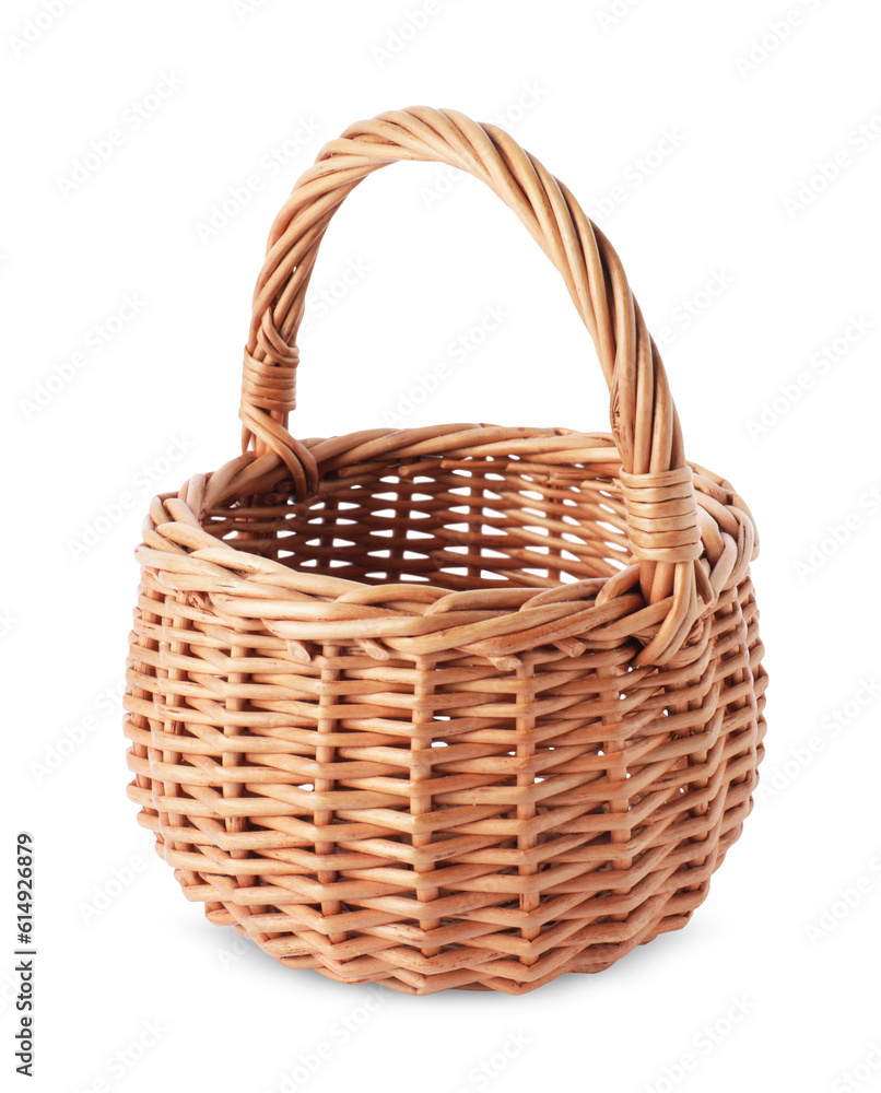 New Easter wicker basket isolated on white New Easter wicker basket isolated on white