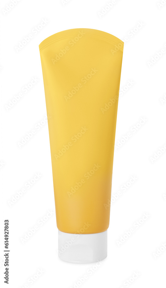 Tube of face cleansing product isolated on white Tube of face cleansing product isolated on white