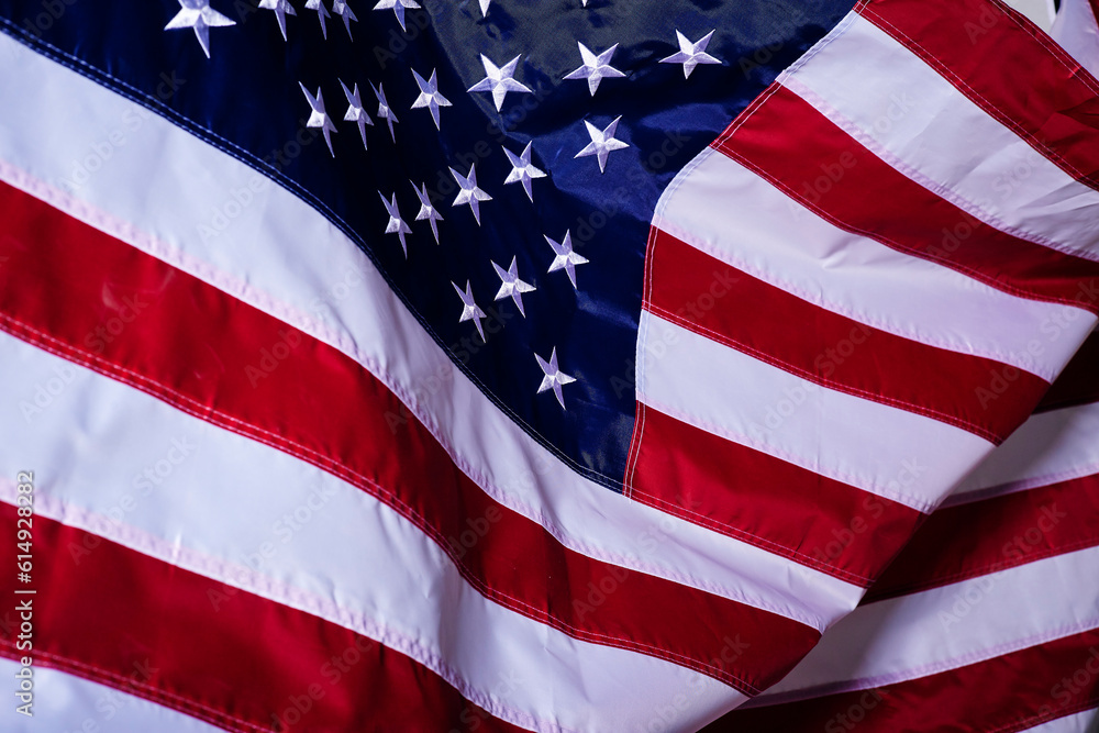 closeup shot of the waving flag of the United States of America with interesting textures closeup shot of the waving flag of the United States of America with interesting textures