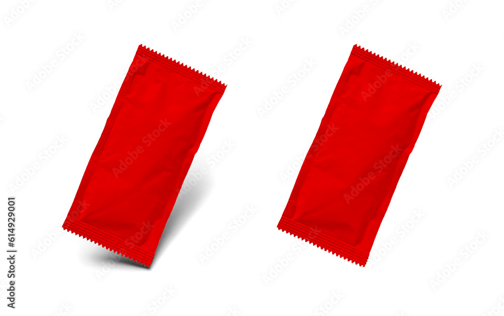 Red Sachet Condiment Packet Mock Up With and Without A Shadow Isolated - Transparent PNG. Red Sachet Condiment Packet Mock Up With and Without A Shadow Isolated - Transparent PNG.