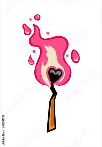 wooden match vector illustration design burning fire of love