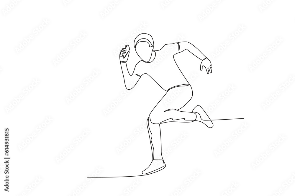 A man is excited at a world youth day event. World youth day one-line drawing A man is excited at a world youth day event. World youth day one-line drawing