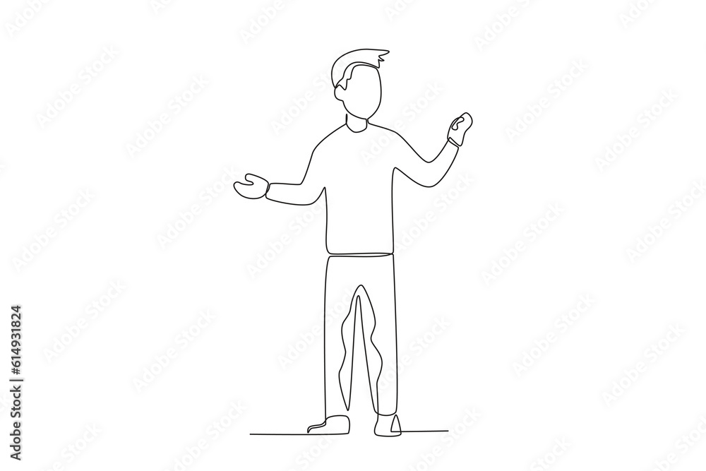 A man talks to his friend. World youth day one-line drawing A man talks to his friend. World youth day one-line drawing