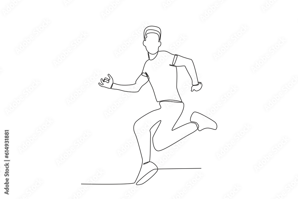 A man is very excited at the world youth day event. World youth day one-line drawing A man is very excited at the world youth day event. World youth day one-line drawing