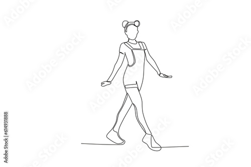 A happy woman wears cute clothes. World youth day one-line drawing