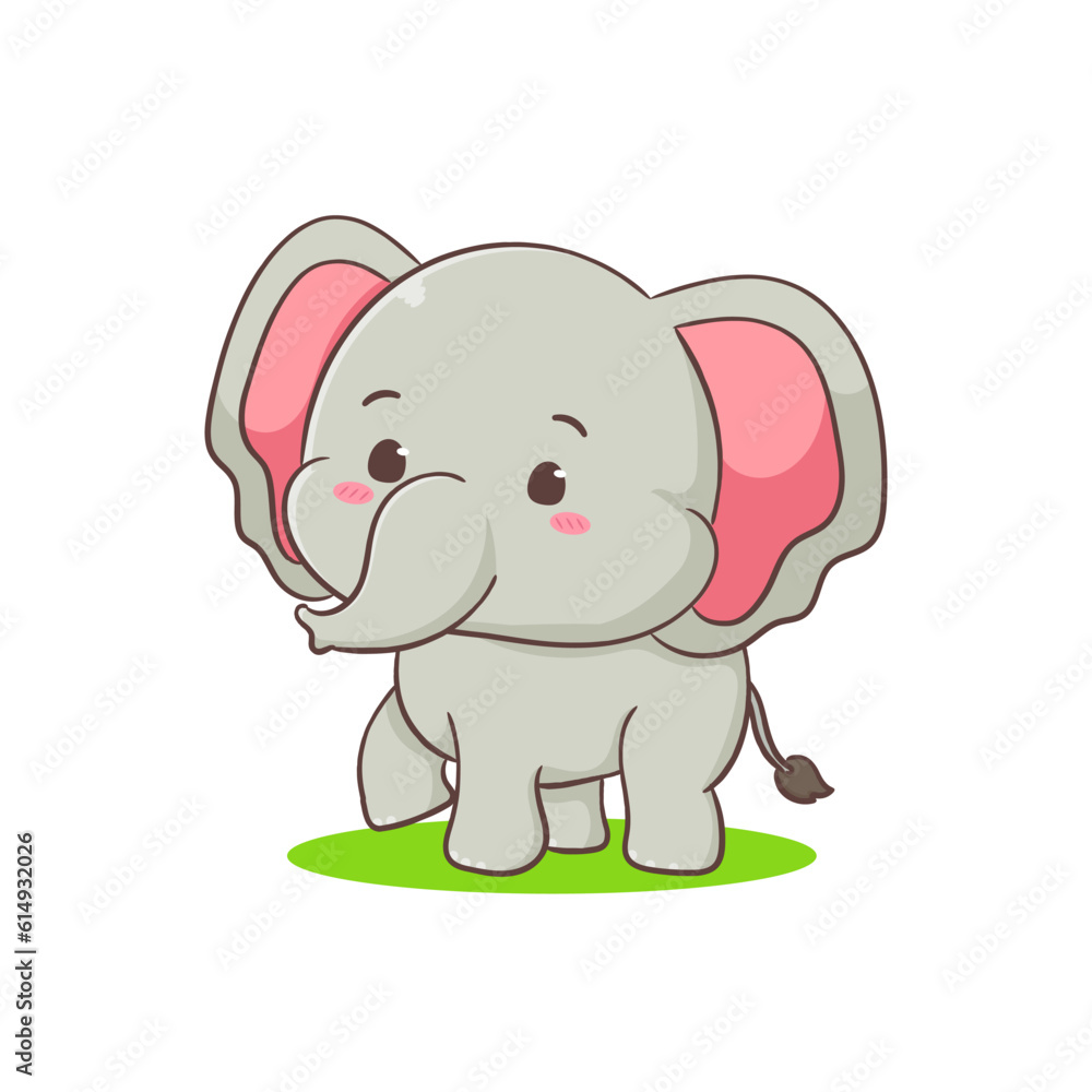 Naklejka premium Cute elephant cartoon character. Adorable animal concept flat design. Isolated white background. Vector art illustration.