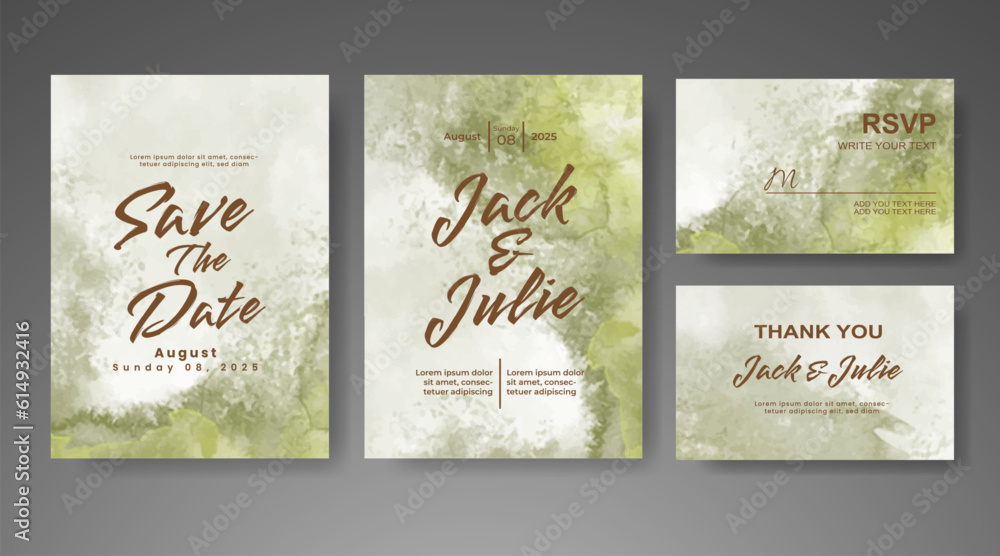 Save the date with watercolor background. Design for your invitation.