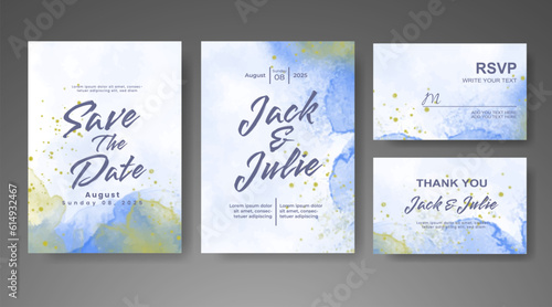 Save the date with watercolor background. Design for your invitation. © REZI