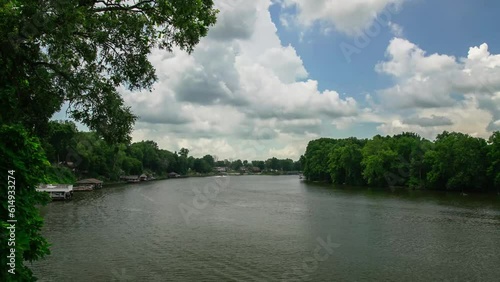 Time Lapse of Lake and Trees with Clouds