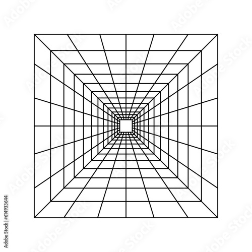 Perspective grid background 3d. Interior design Model projection. Line one point perspective. Vector illustration. stock image.