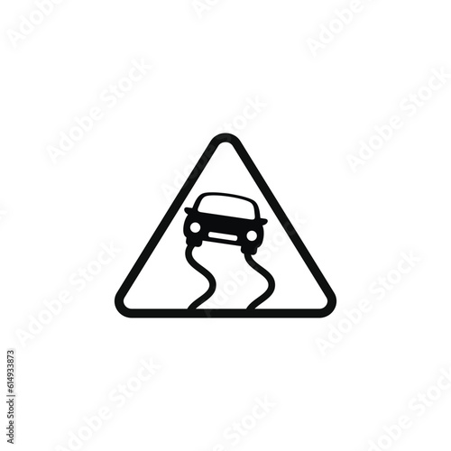 Slippery road caution warning symbol design vector