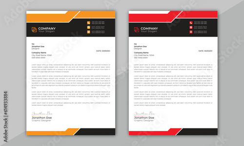 Abstract Corporate Business Style Letterhead Design Vector Template. Clean and professional corporate company business letterhead template design with color variation bundle. Letterhead design