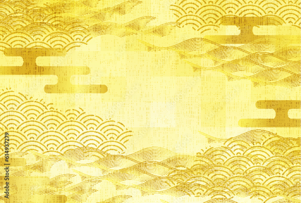 金　和柄　年賀状　波紋　背景