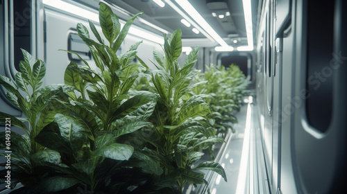 plant in space station. futuristic agriculture concept.  © piggu