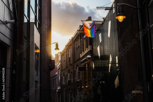 LGTBIQ flag in dark street