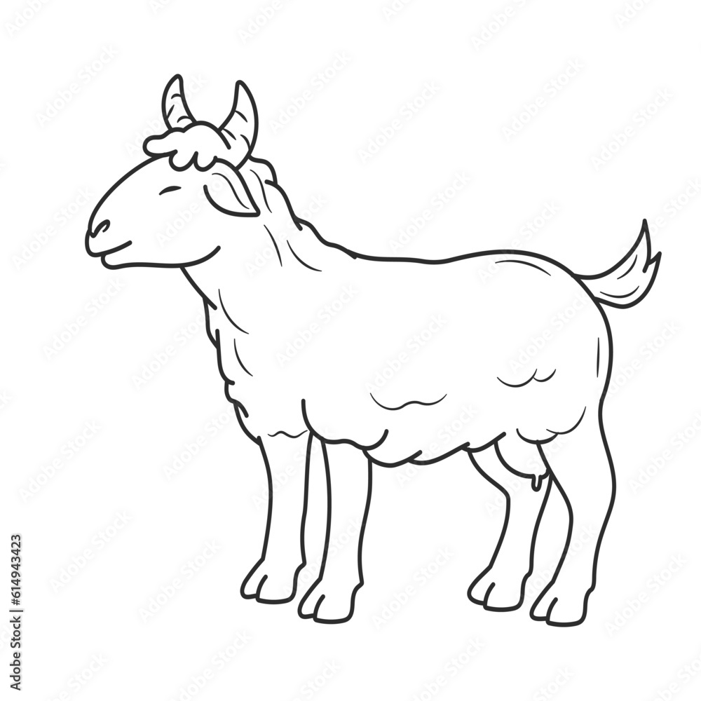 illustration of goat in white backgrund for eid al adha mubarak.