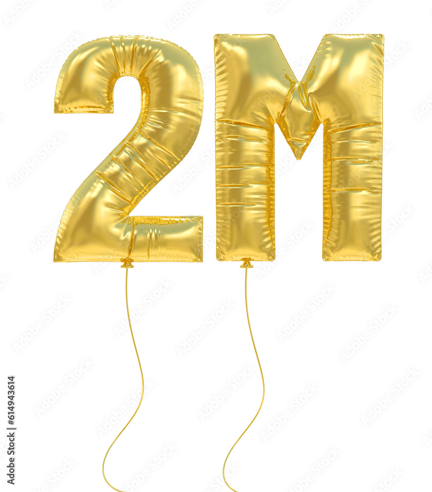 2M Follower Gold Balloons Number