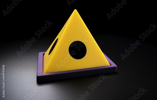yellow triangle 3d model design isolated in empty room