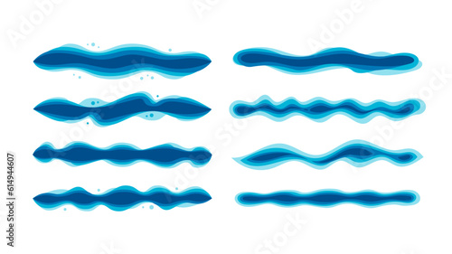 abstract blue wave border divider decoration collection set for layout, brochure, and template design