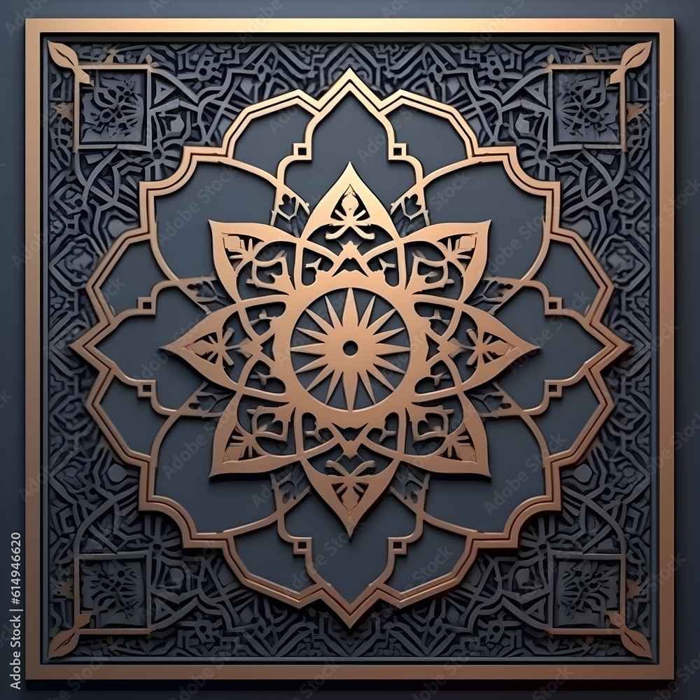 Eid Mubarak greeting with morocco pattern ornament. Islamic vector design. 