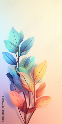 Generative AI Colorful leaves on gradient background. 3d rendering, 3d illustration.
