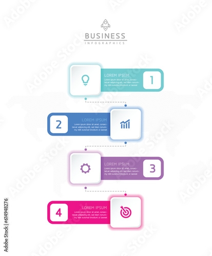 Vector infographic business presentation template connected with 4 options
