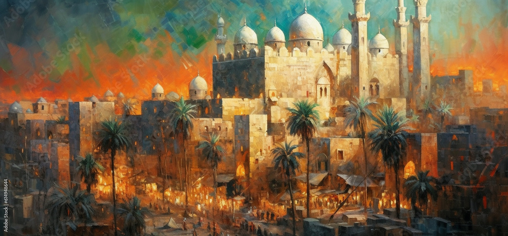 Generative AI Panoramic view of the old city Generative AI Panoramic view of the old city