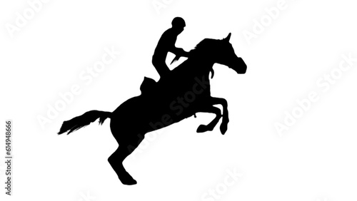 Horseman with Running horse black silhouette. Horse silhouette. Animal silhouette 