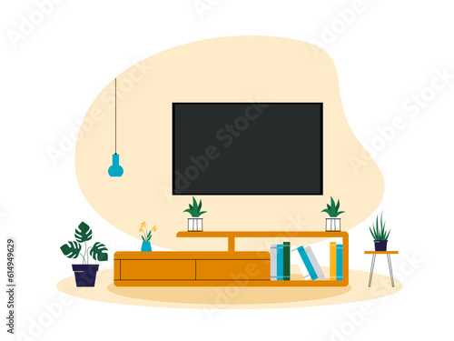 Living room interior vector design. Interior design vector illustration