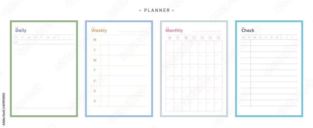 Daily weekly monthly check planner. (Daily)  - obrazy, fototapety, plakaty 