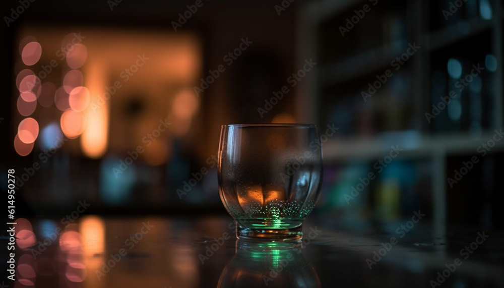 Nightclub celebration Illuminated bar with shiny glassware and elegant decoration generated by AI