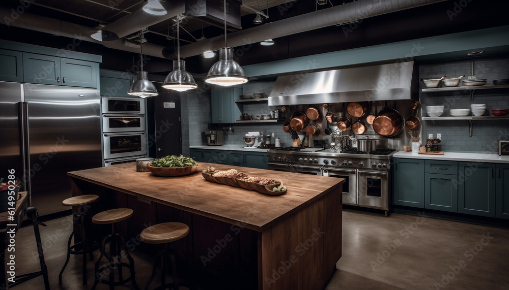 Modern luxury kitchen with elegant design, stainless steel appliances, and marble generated by AI Modern luxury kitchen with elegant design, stainless steel appliances, and marble generated by AI