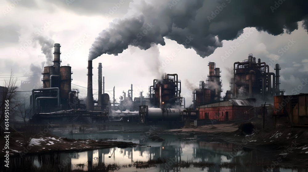 Fototapeta premium smoke from the factory, generative ai