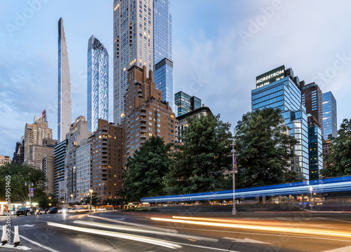 Photography New York City Columbus Circle traffic light trails 111 West 57th Street 200 Cent