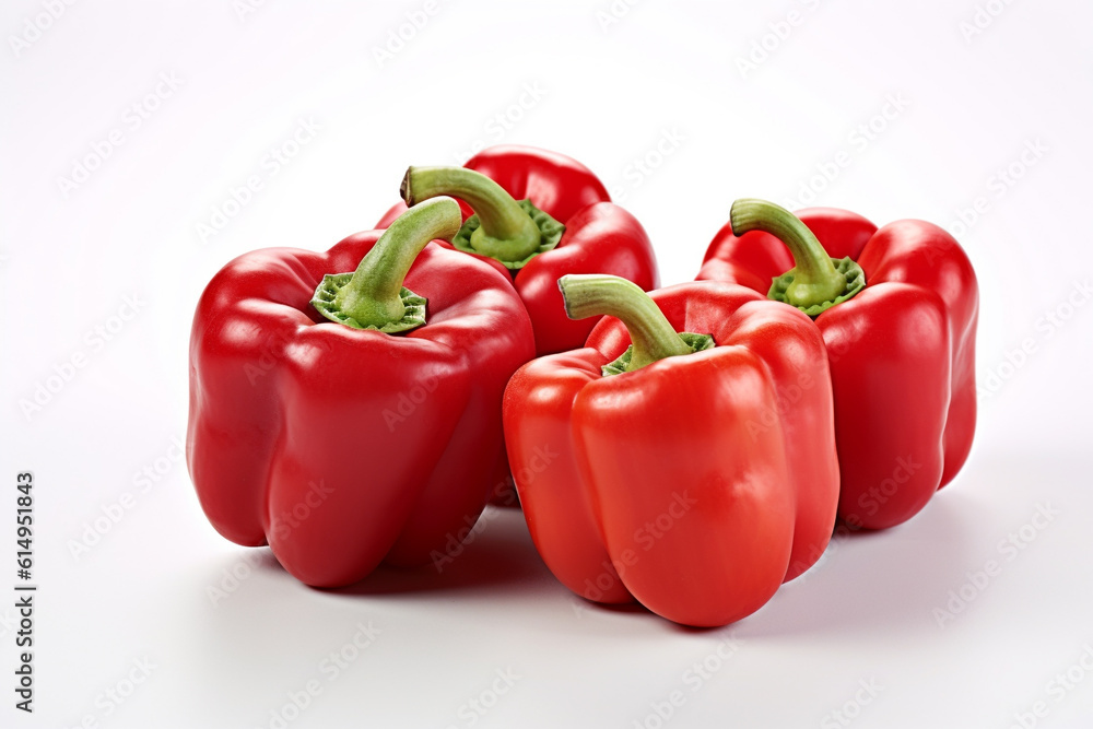 Red bell pepper on a white background. Fresh red bell pepper vegetable. Ai generative. Red bell pepper on a white background. Fresh red bell pepper vegetable. Ai generative.