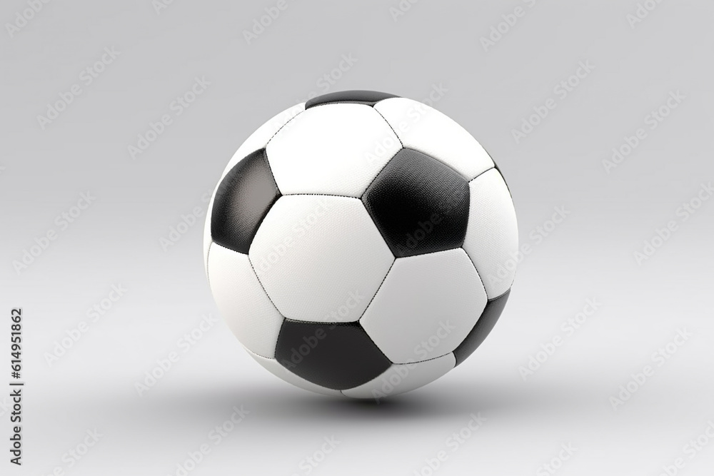 Football ball on a white background. Football or soccer sports equipment. Ai generative.